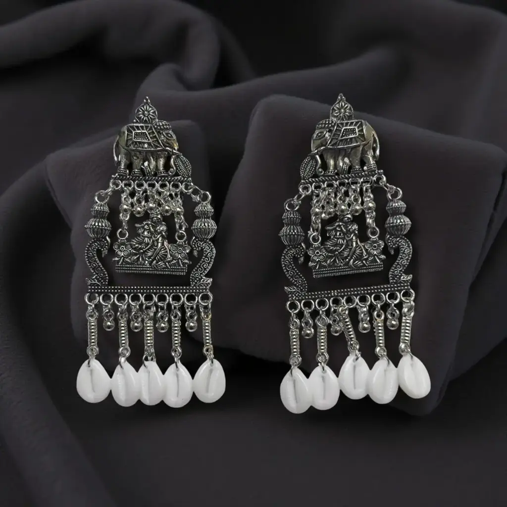 Royal Radiance Oxidised Jhumka Earrings