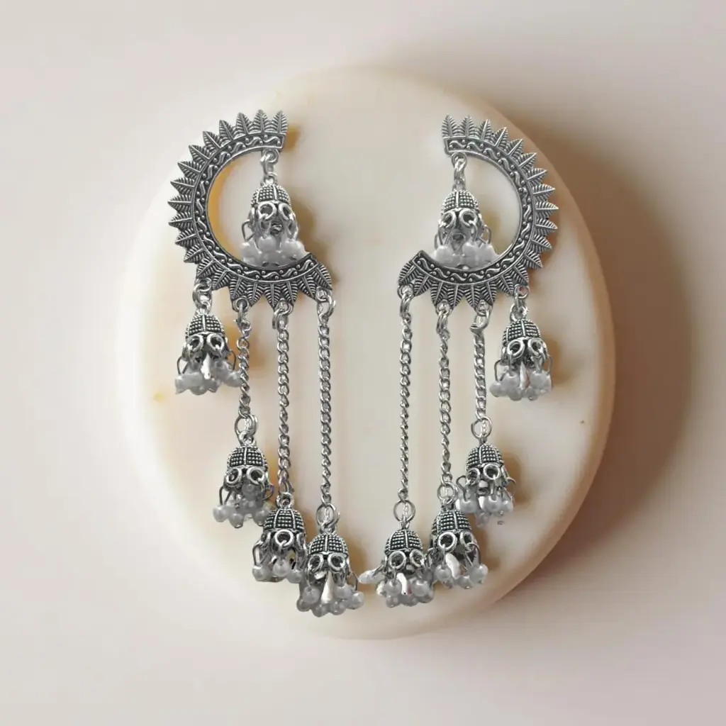 Ragi Long Chain Jhumka Earrings