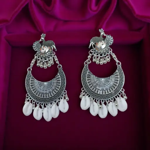 Ragi Oxidised Peacock Earrings