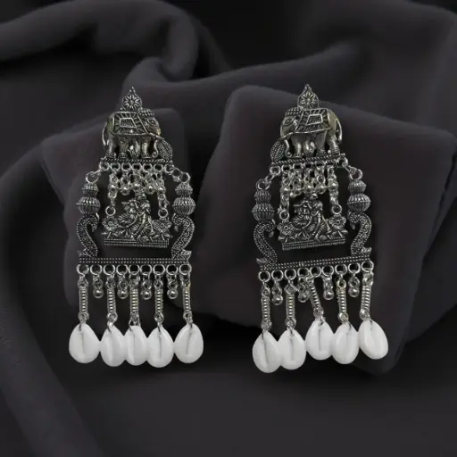 Royal Radiance Oxidised Jhumka Earrings